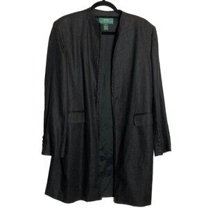Vintage Ralph Lauren Linen Long Jacket Blazer Sz Large 12 Lagenlook‎ Minimalist